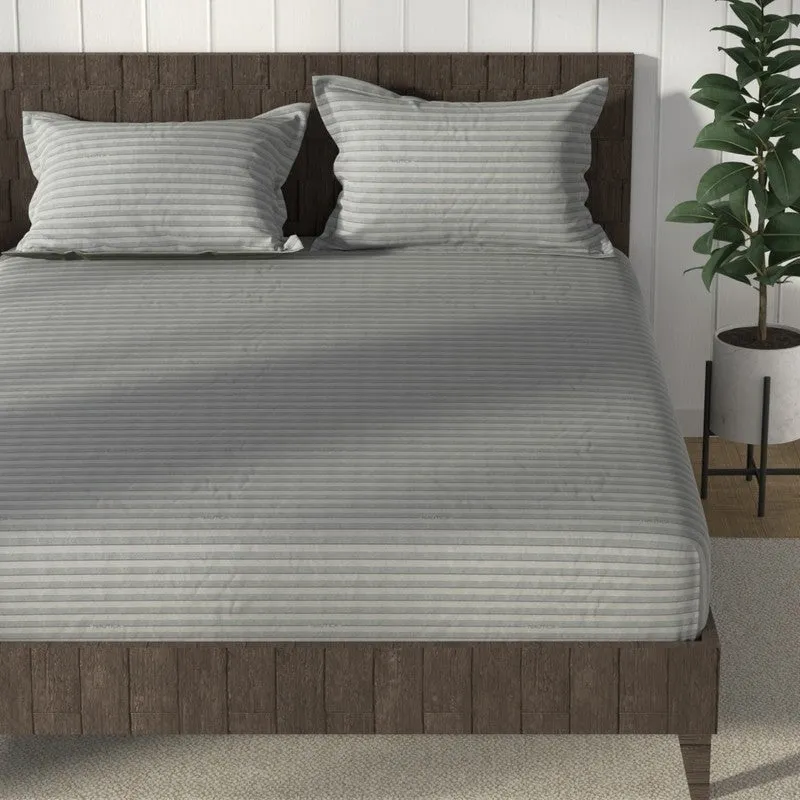 Nautica Whisper Cotton Bedsheet (Grey) - 160 TC media 4