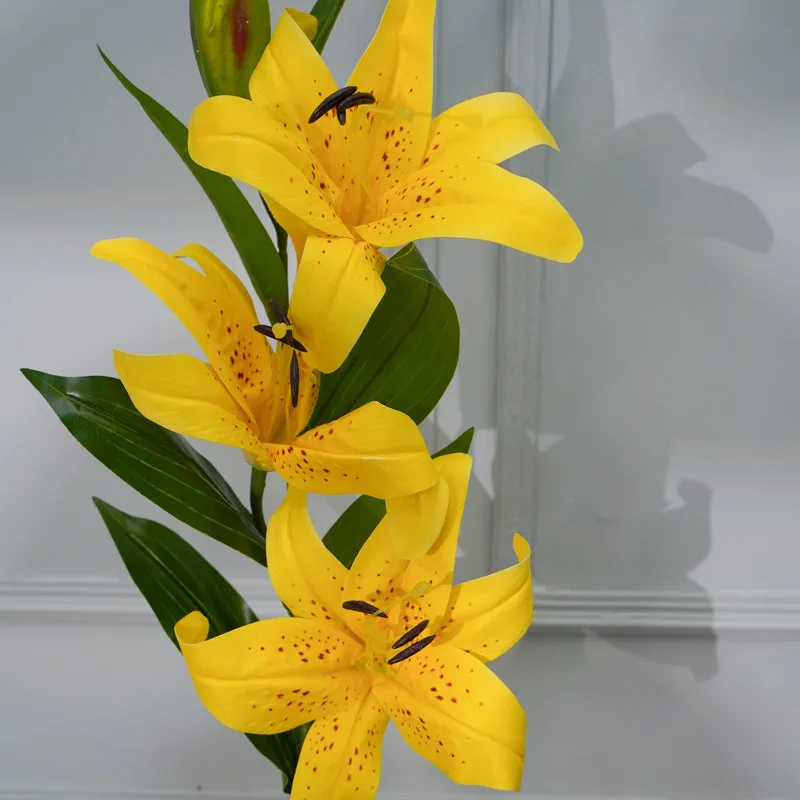 Faux Lily Flower Stick (Yellow) - 39 CM media 4