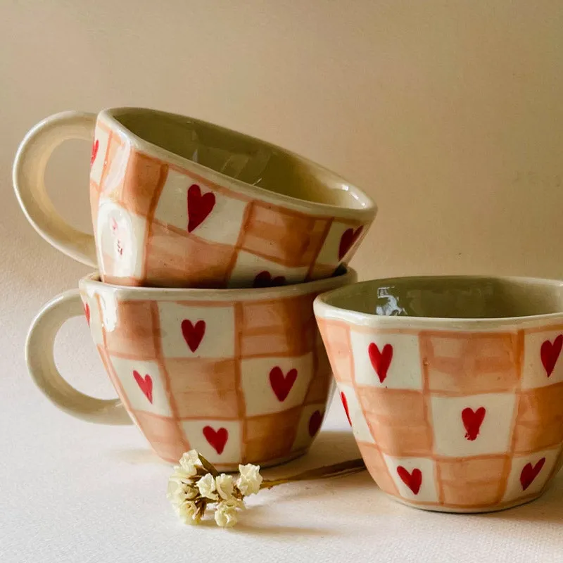 Heart Ceramic Coffee Mug (240 mL Each) - Set of Four media 3
