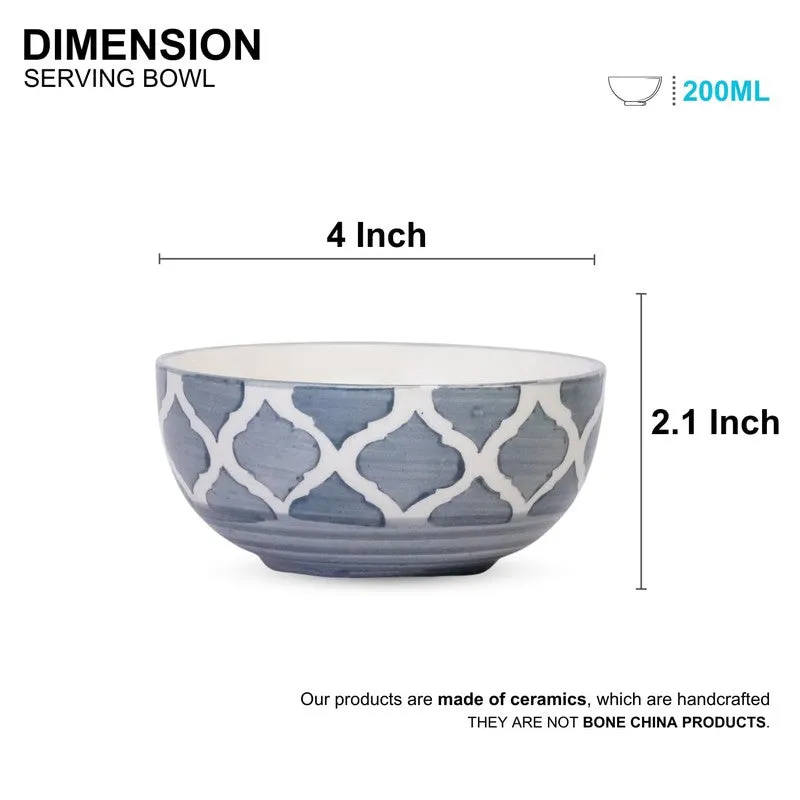 Savito Ceramic Snack Bowls (White,Blue, 200 mL Each) - Set Of Four media 10