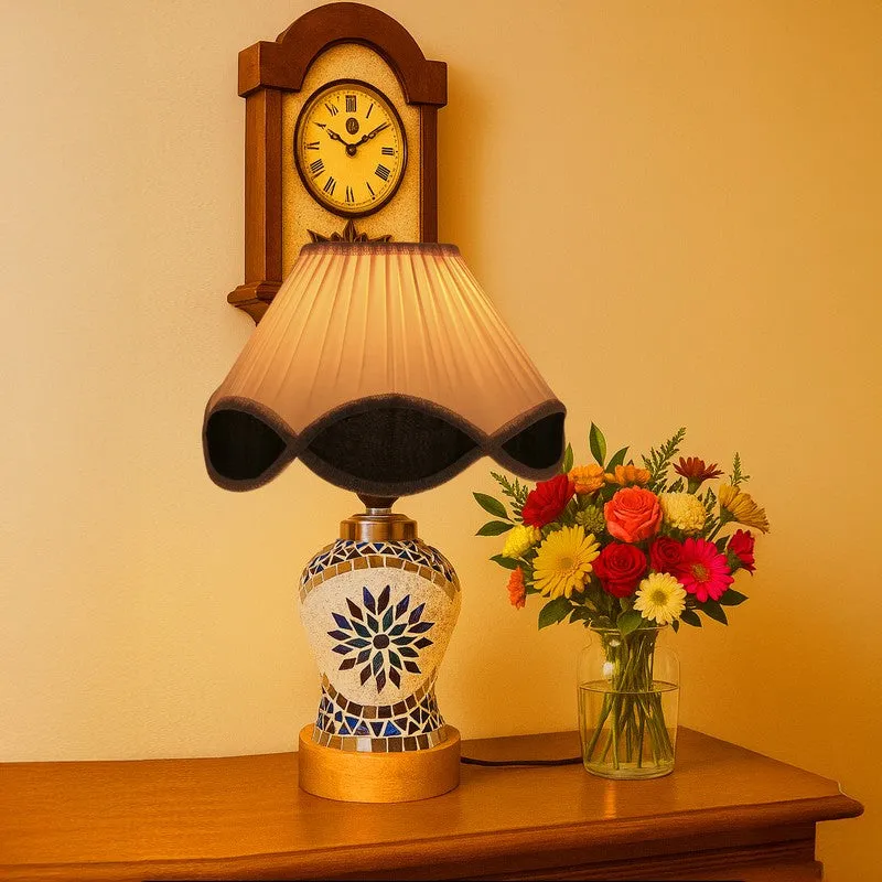 Floranira Arc Pleated Wooden Table Lamp - Multicolor media 1