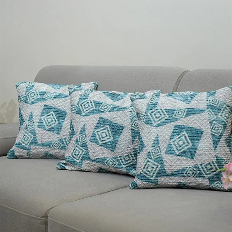 SquareDrift Cushion Cover (Blue) - Set Of Three media 3