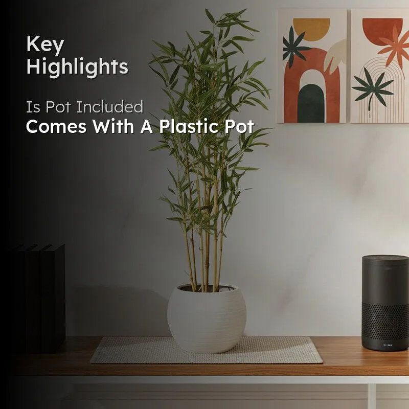 Faux Tall Bamboo Bonsai In Black Plastic Pot - 3.12 ft media 2