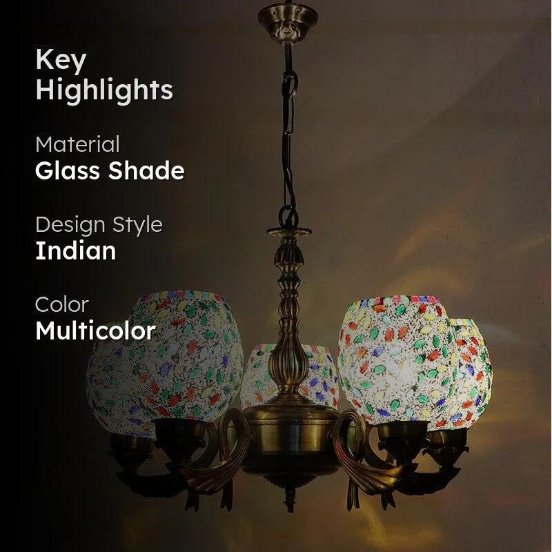 Nira Vistara Mosaic Golden Antique Ceiling Lamp media 2