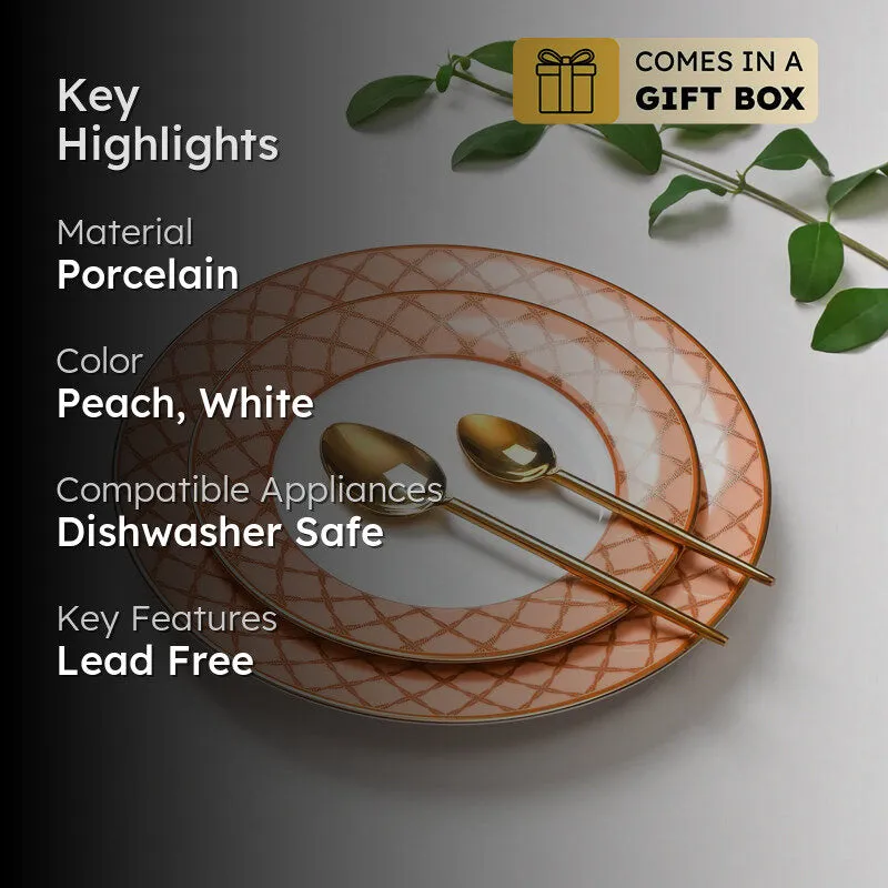 Angel Rope 24k Gold Brushed Porcelain Dinner Set - 21 Piece Set media 2