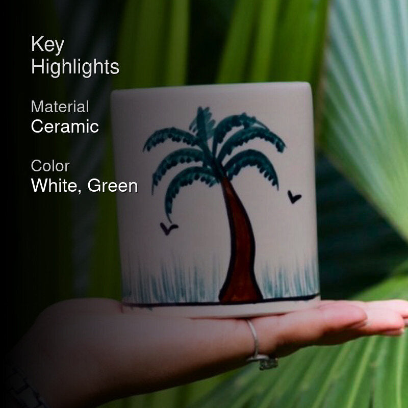 Amerigo Palm Ceramic Toothbrush Holder media 2