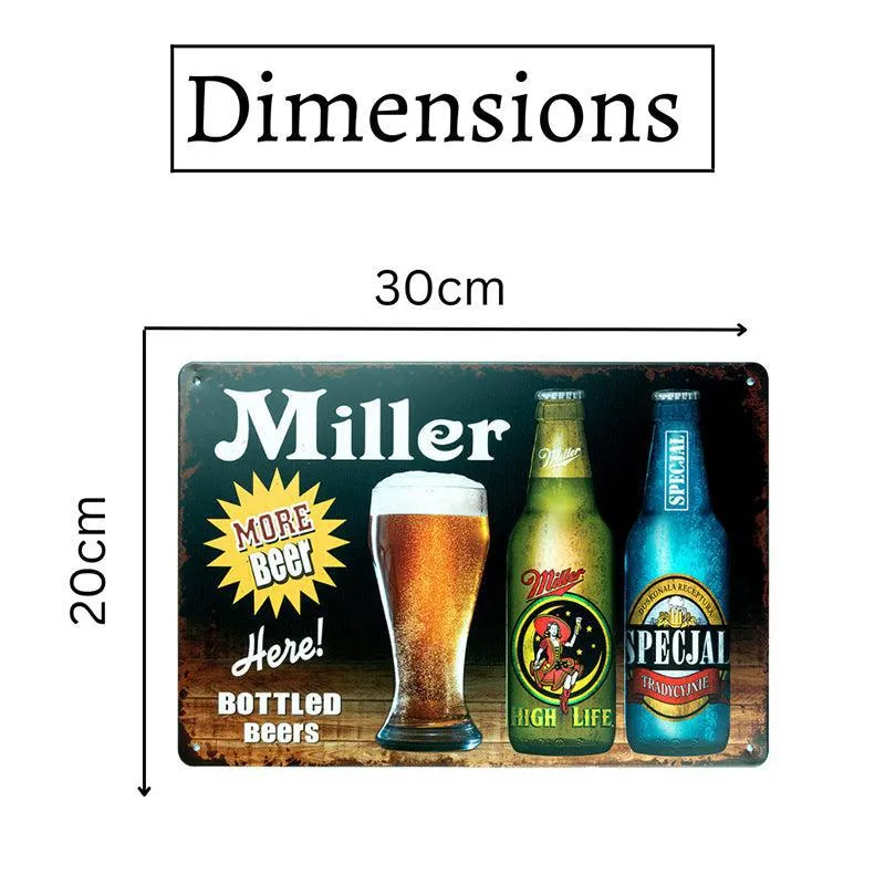 Miller Time Vintage Beer Sign Retro Metal Wall Accent media 7