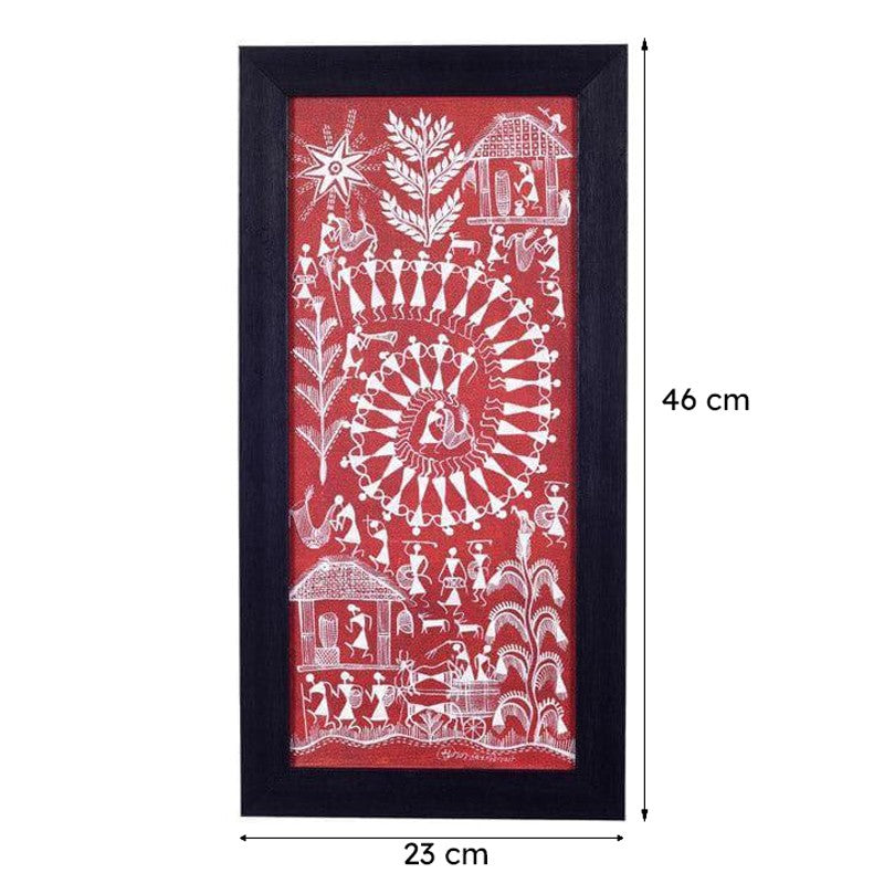Boro Warli Canvas Wall Art- Red media 6