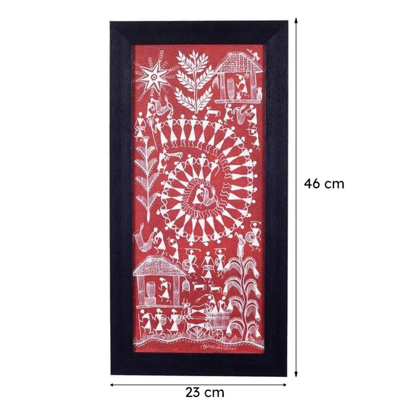Boro Warli Canvas Wall Art- Red media 6