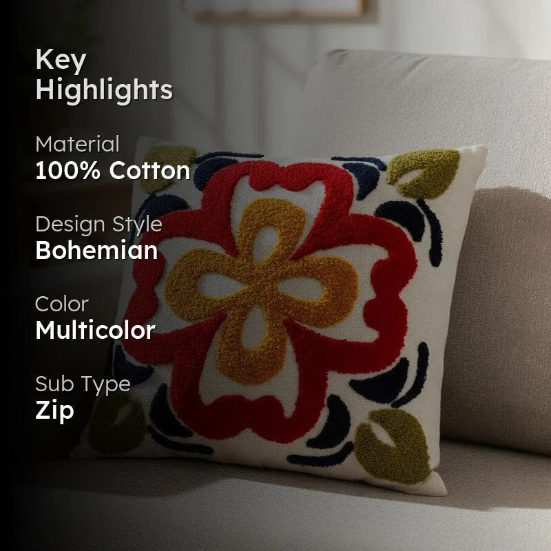 Tufted Flora Cotton Cushion Cover media 2