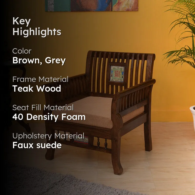 Nyle Teak Wood Accent Chair media 2