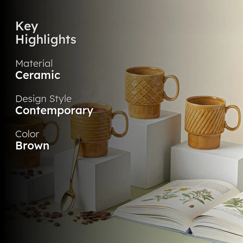 Monolith Mustard Ceramic Mug (150 mL Each) - Set Of Four media 2