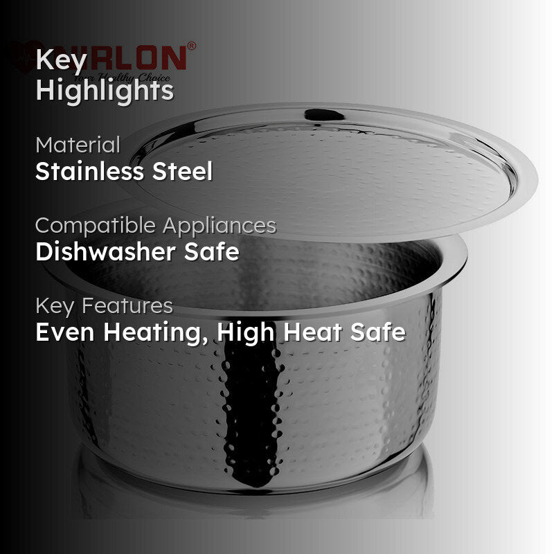 Nirlon Stainless Steel Pateela With Lid - 3100 mL/8 Inches media 2