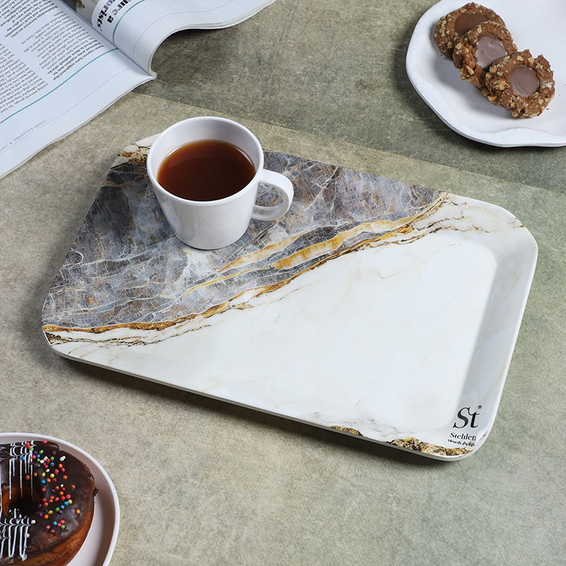 Marbled Glacier Melamine Serving Tray