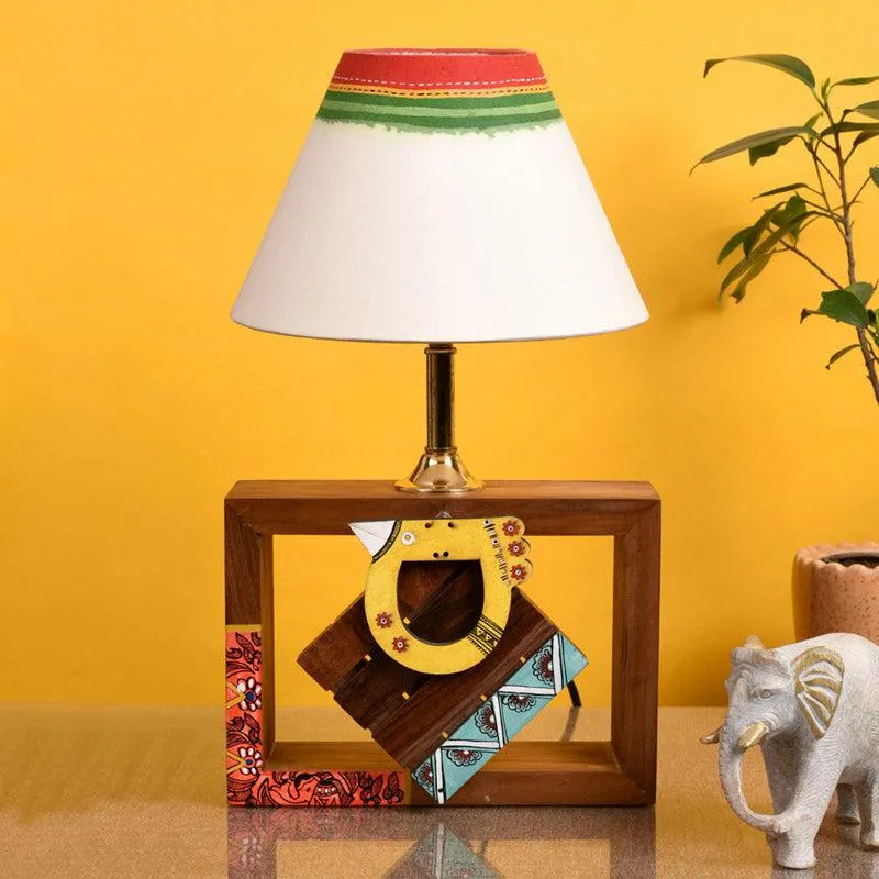 Amrita Handcrafted Wooden Table Lamp - Multicolor media 3