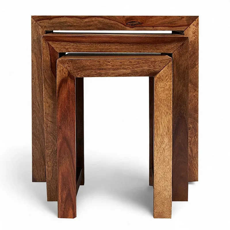 Sverox Sheesham Wooden Side & Bedside Table (Brown) - Set Of Three media 5
