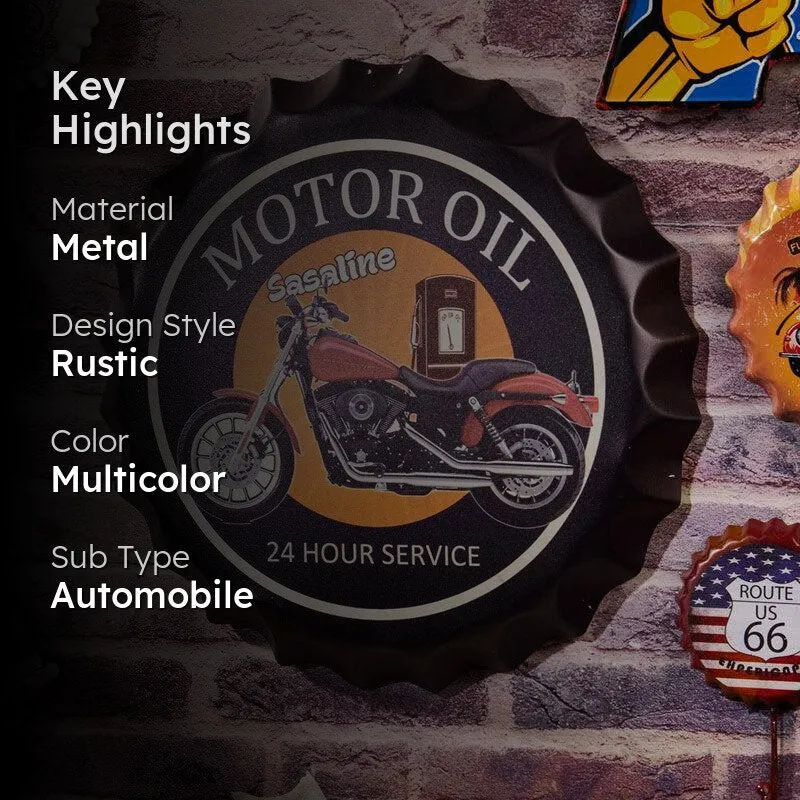 Motor Oil Sasaline Bottle Cap Metal Wall Accent media 2