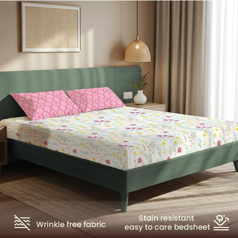 Vivid Bouquet Floral Cotton Bedsheets (Multicolor) - 200 TC media 5