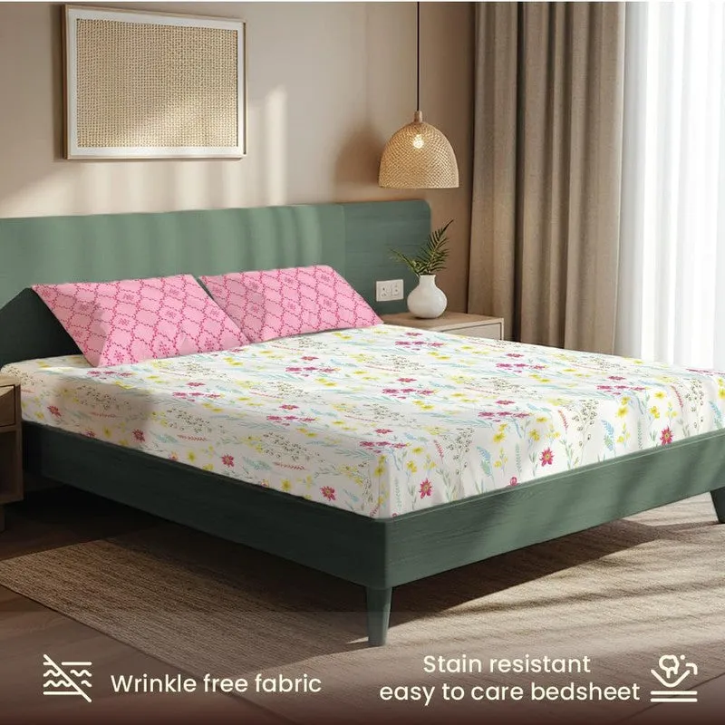 Vivid Bouquet Floral Cotton Bedsheets (Multicolor) - 200 TC media 5