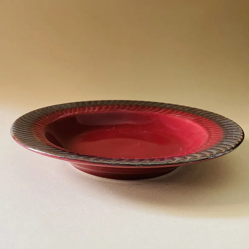 Raisel Ceramic Pasta Plate (Red) - Set Of Eight media 3