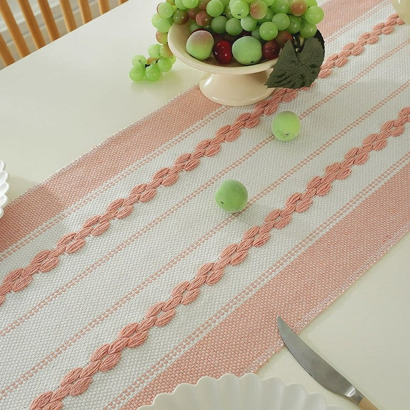 Elegant Peach Blossom Cotton Table Runner media 4