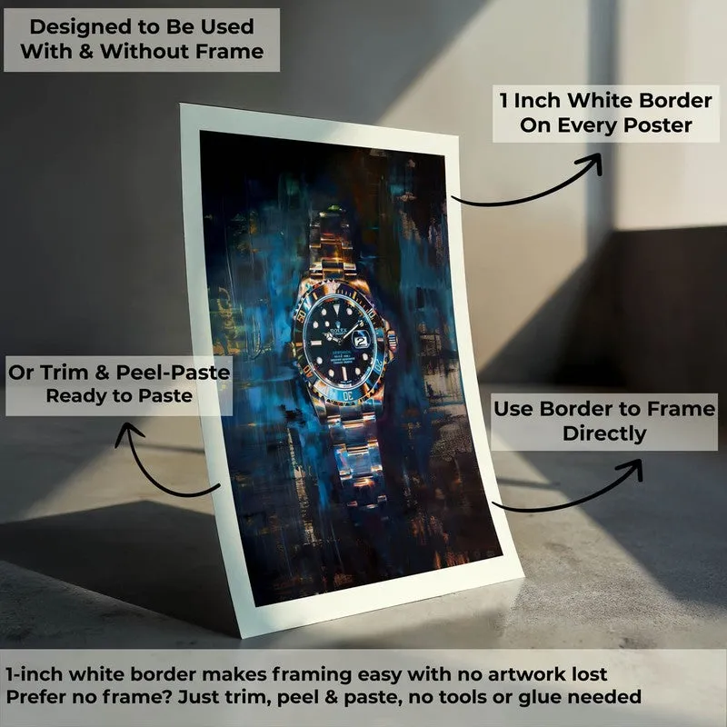 Midnight Timepiece Wall Poster -Blue media 10