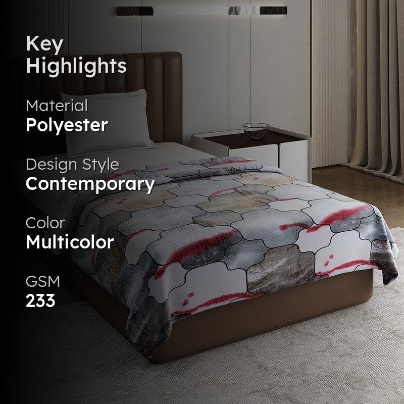 Monte Carlo Artivra Abstract Print Polyester Blanket (Multicolor) - 233 GSM media 2