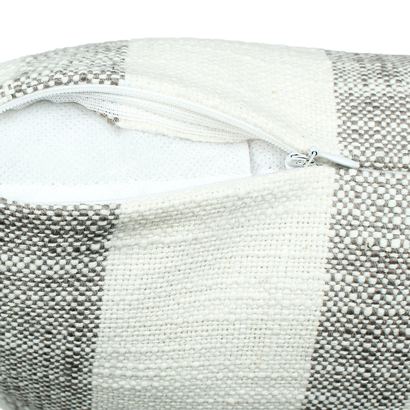 Driftwood Stripes Woven Cotton Cushion Cover (Grey & White) - Set Of Two image 4