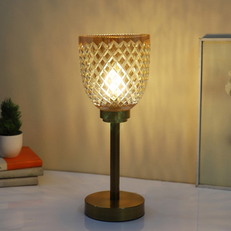 Anora Elegant Mild Steel Table Lamp - Gold,Transparent media 3
