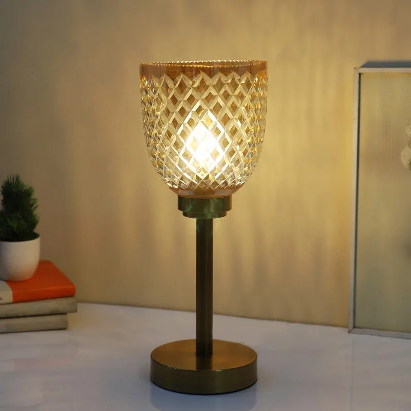 Anora Elegant Mild Steel Table Lamp - Gold,Transparent media 3