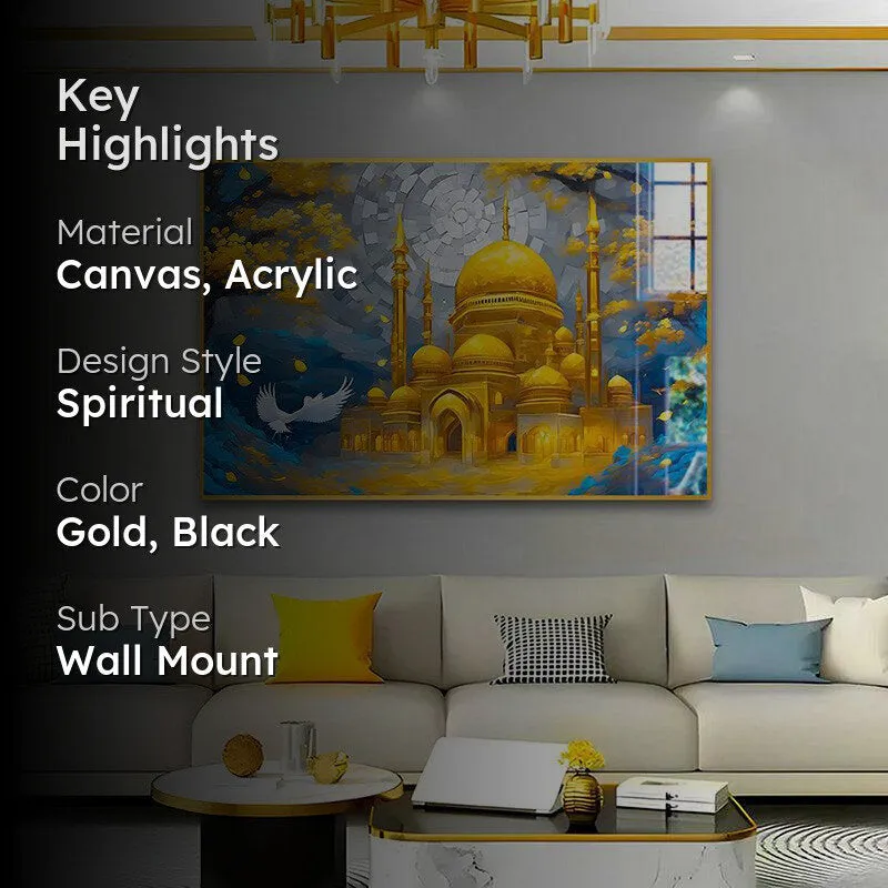 Palatial Aurum Modern Canvas Wall Art With Frame - Gold media 2
