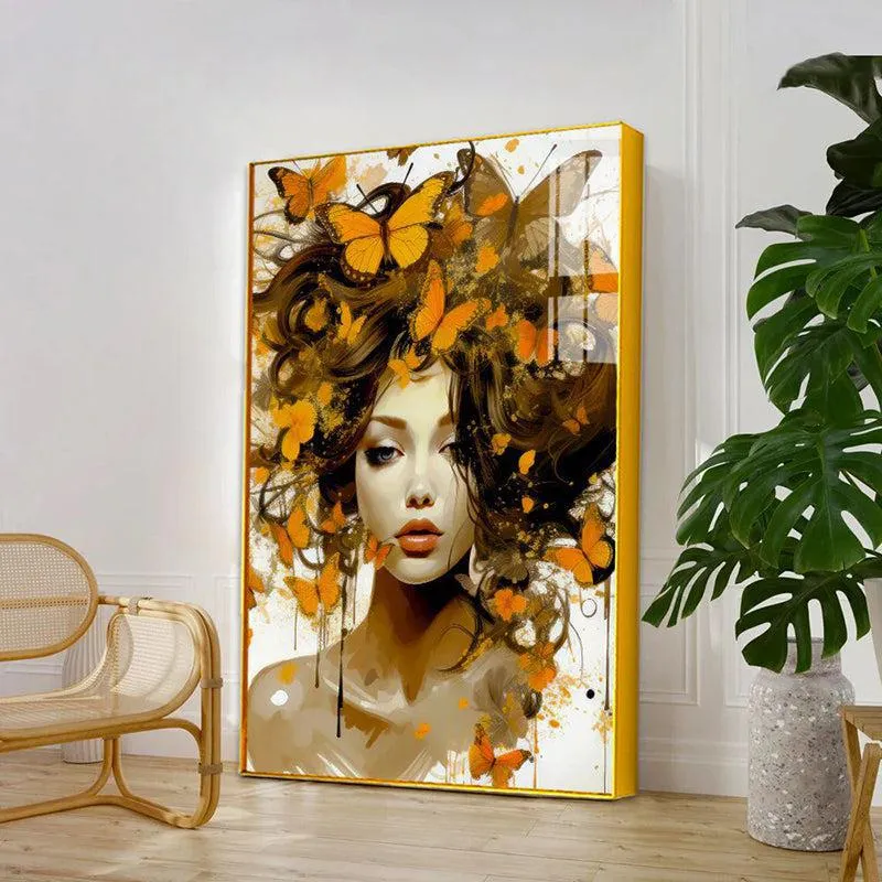 Crown Of Wings Modern Canvas Wall Art With Frame - Gold media 4