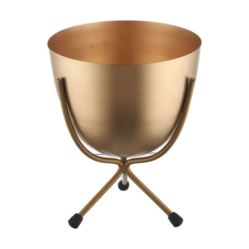 Verdant Haven Metal Planter with Stand - Gold media 4