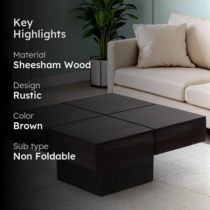 Tervon Sheesham Wooden Center Table - Taupe media 2