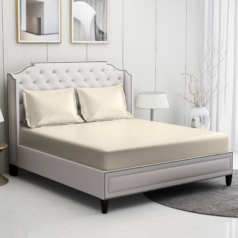 Moonweave Solid Cotton Bedsheet (Ivory) - 400 TC media 3