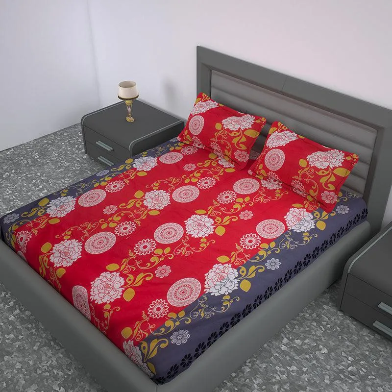 Fleur Spectrum Floral Cotton Bedsheet - 144 TC media 3