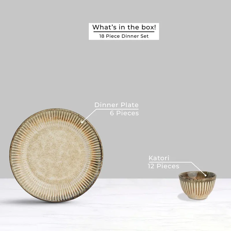 Rustic Beige Ceramic Dinner Set - 18 Piece Set media 4