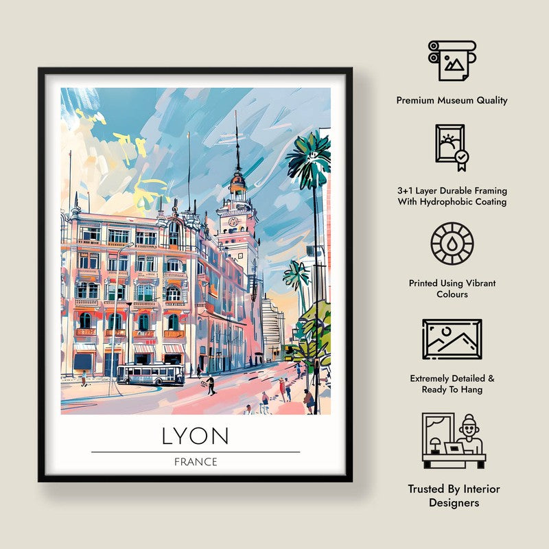 Vintage Lyon Framed Canvas Wall Painting media 8