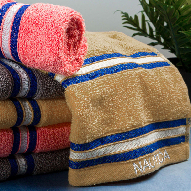 Nautica Dove Dual Cotton Hand Towel (Grey,Beige & Coral) - Set Of Six media 3