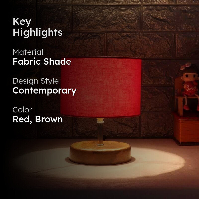 Reddie Fabric Table Lamp - Red,Brown media 2