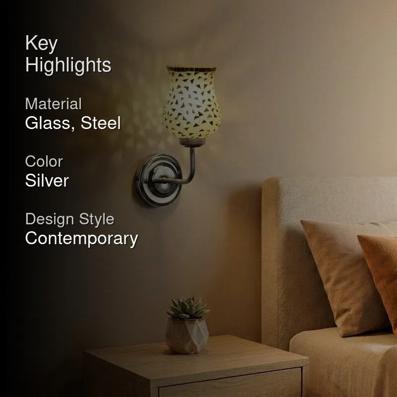 MosaicBloom Silver Shard Mosaic Glass Wall Lamp - Silver - 2