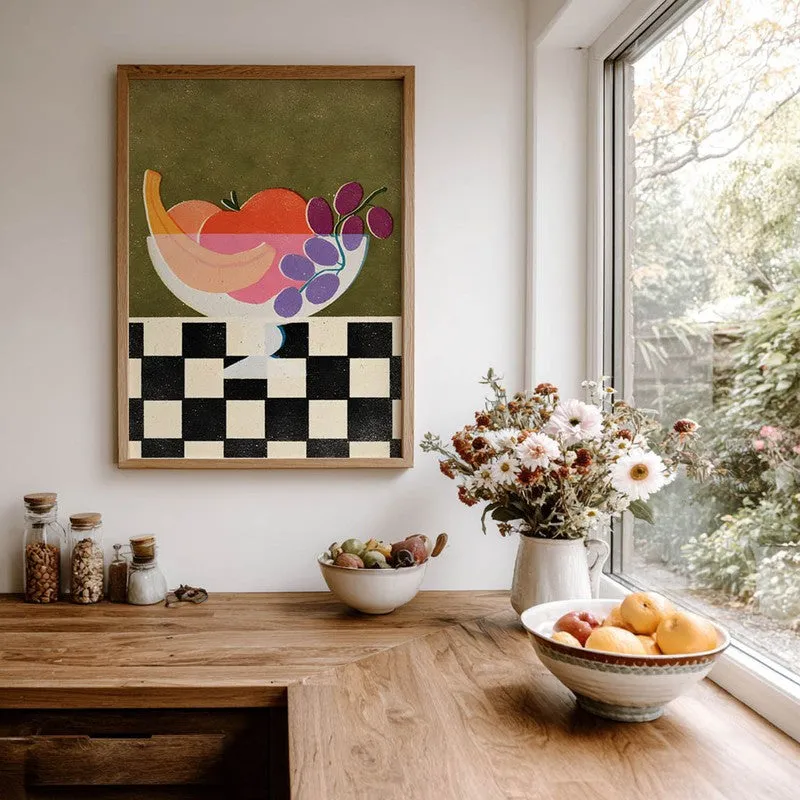 Check Bowl Archival Canvas Wall Art - Brown media 7