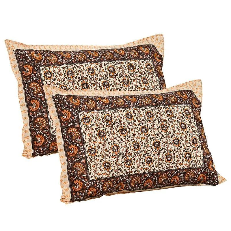 Mridula Printed Cotton Bedsheet (Brown) - 160 TC media 5