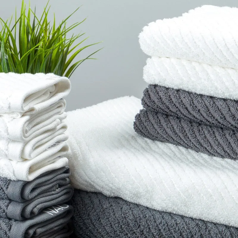 Nautica Riviera Soft Cotton Towel Set (White & Dark Grey) - Fourteen Piece Set media 3