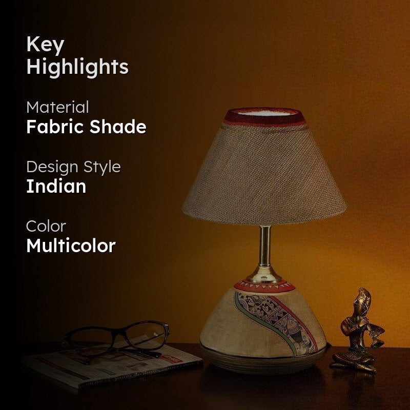 Saafira Terracotta Fabric Table Lamp - Multicolor media 2