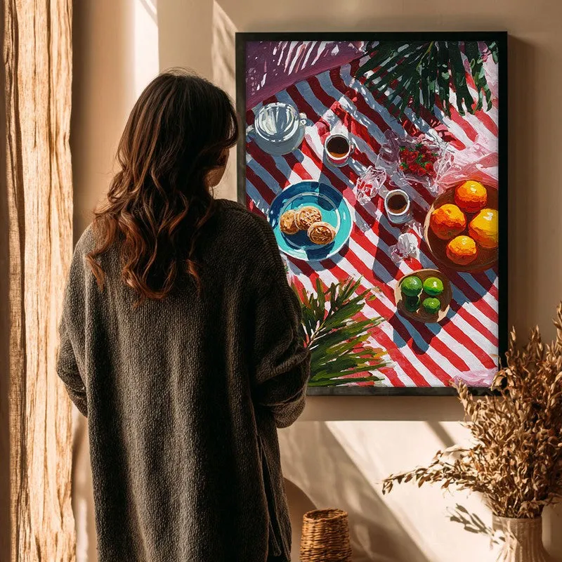 Sunny Table Canvas Wall Painting - Black Frame media 4