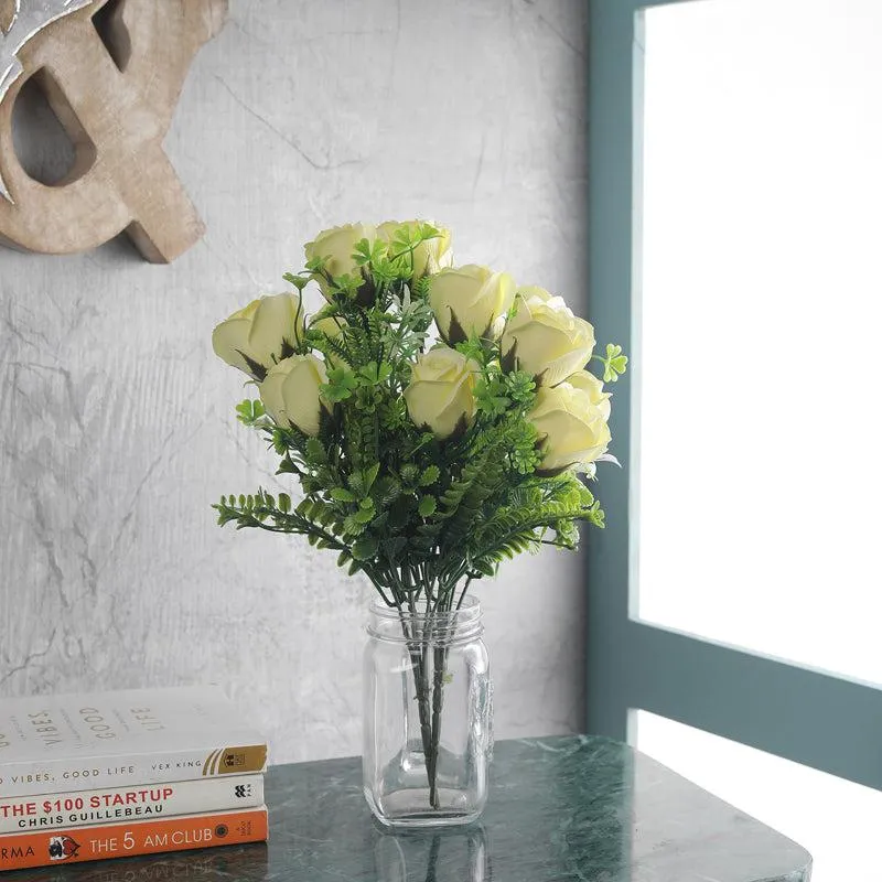 Faux Yellow Rose Bunch - Set Of Two media 1