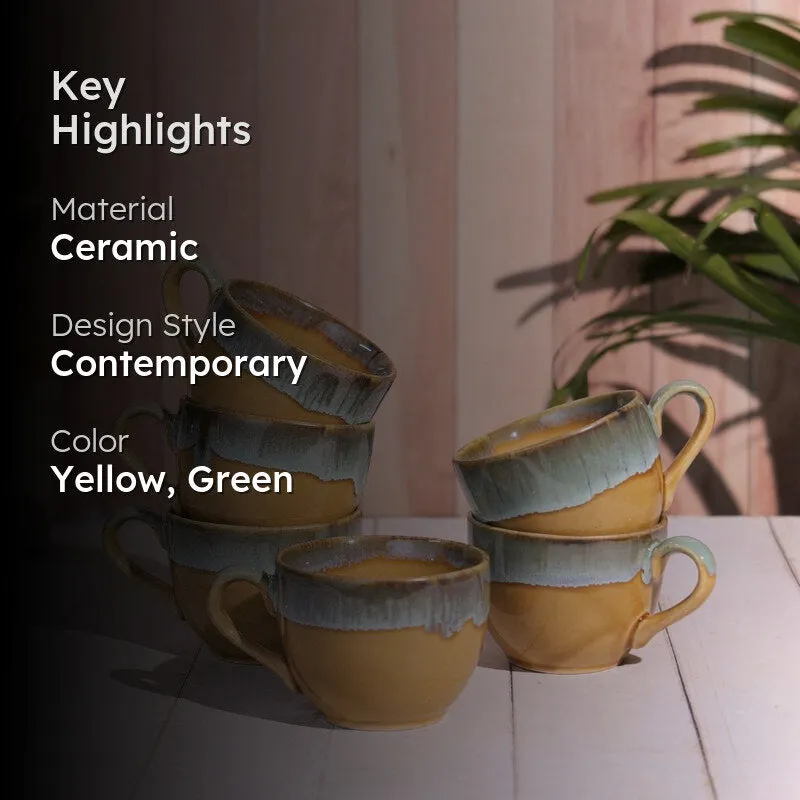Porcelli Ceramic Tea Cup (125 mL Each) - Set of Six media 2