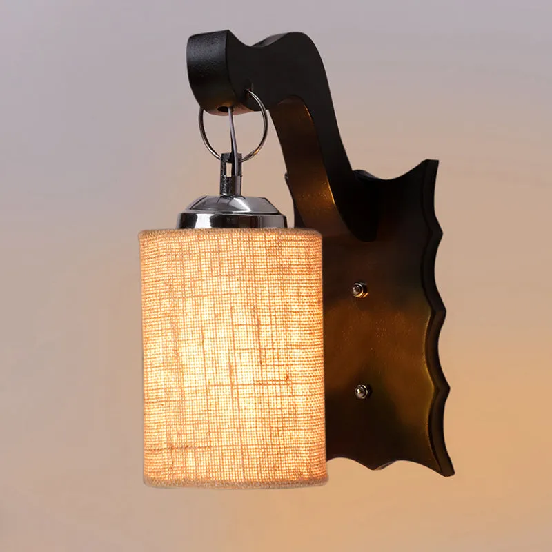 Delphi Jute & Wooden Wall Lamp - Beige media 4