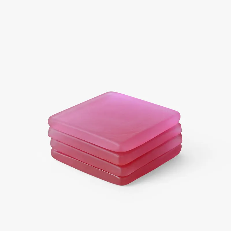 Glossy Square Glass Coaster (Pink) - Set Of Four media 3